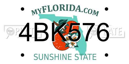 4BK576 Florida License Plate