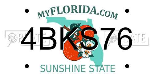 4BKS76 Florida License Plate