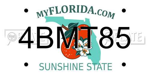 4BMT85 Florida License Plate