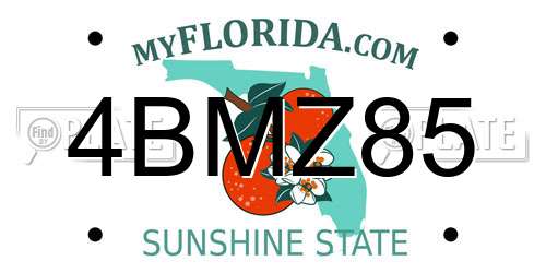 4BMZ85 Florida License Plate
