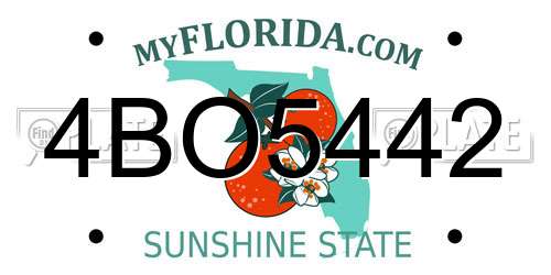 4BO5442 Florida License Plate