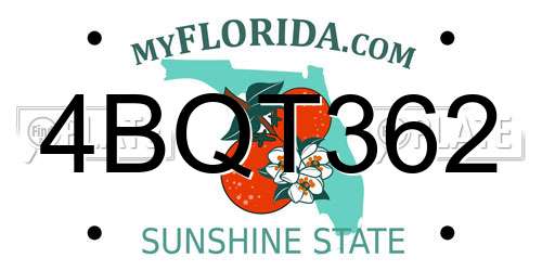 4BQT362 Florida License Plate