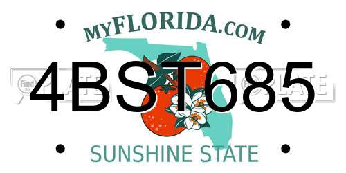 4BST685 Florida License Plate