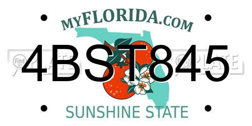 4BST845 Florida License Plate