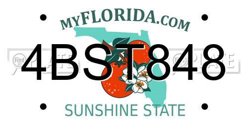 4BST848 Florida License Plate