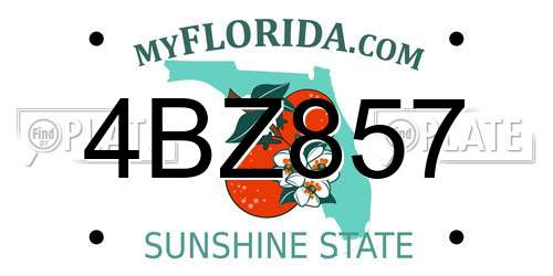 4BZ857 Florida License Plate