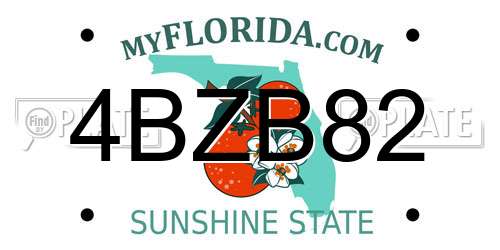 4BZB82 Florida License Plate