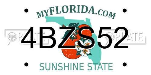 4BZS52 Florida License Plate