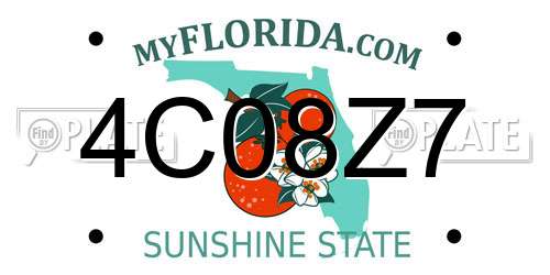 4C08Z7 Florida License Plate