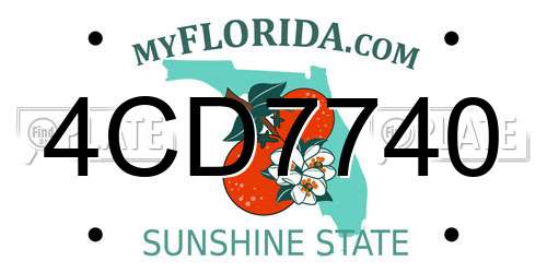 4CD7740 Florida License Plate