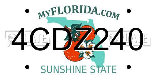 4CDZ240 Florida License Plate
