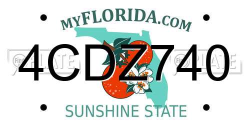 4CDZ740 Florida License Plate