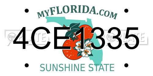 4CE1335 Florida License Plate
