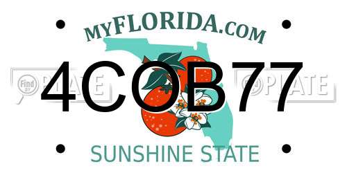 4COB77 Florida License Plate