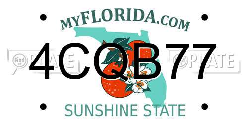 4CQB77 Florida License Plate