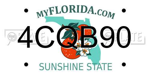 4CQB90 Florida License Plate
