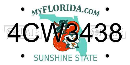 4CW3438 Florida License Plate