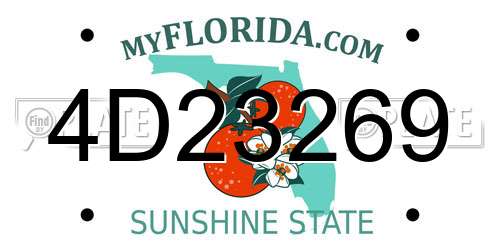 4D23269 Florida License Plate