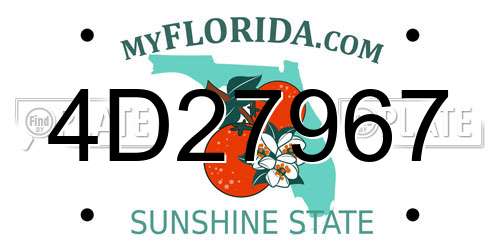 4D27967 Florida License Plate