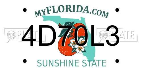 4D70L3 Florida License Plate