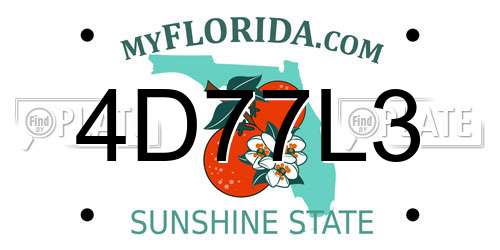 4D77L3 Florida License Plate