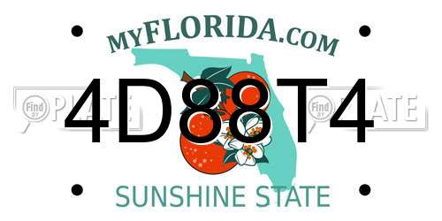 4D88T4 Florida License Plate
