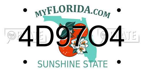 4D97O4 Florida License Plate