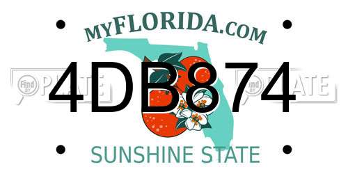 4DB874 Florida License Plate