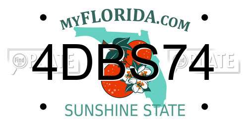 4DBS74 Florida License Plate