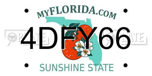 4DFY66 Florida License Plate