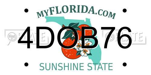 4DOB76 Florida License Plate