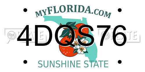 4DQS76 Florida License Plate