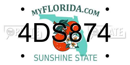 4DS874 Florida License Plate