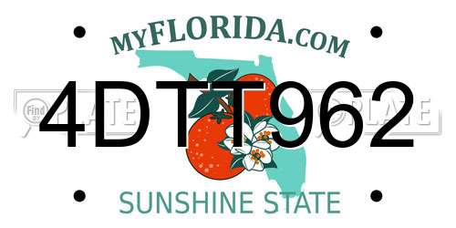 4DTT962 Florida License Plate