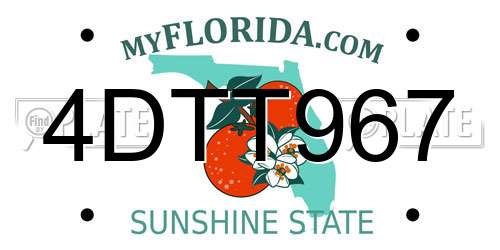 4DTT967 Florida License Plate