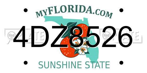 4DZ8526 Florida License Plate