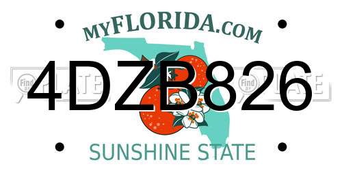 4DZB826 Florida License Plate
