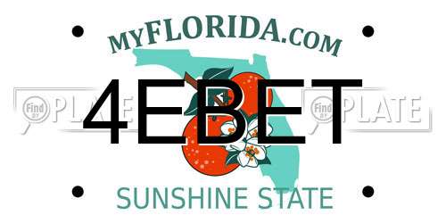 4EBET Florida License Plate