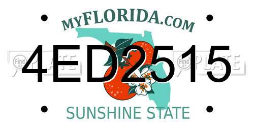 4ED2515 Florida License Plate