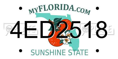 4ED2518 Florida License Plate