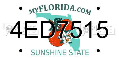 4ED7515 Florida License Plate