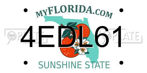 4EDL61 Florida License Plate
