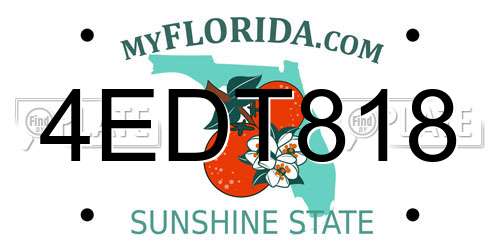4EDT818 Florida License Plate