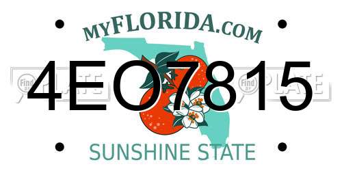 4EO7815 Florida License Plate