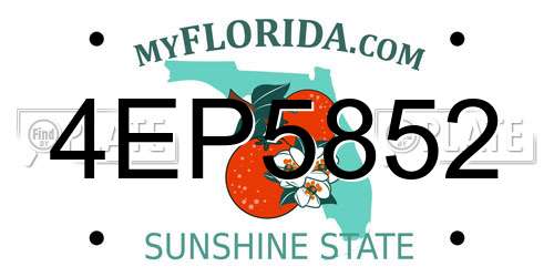 4EP5852 Florida License Plate