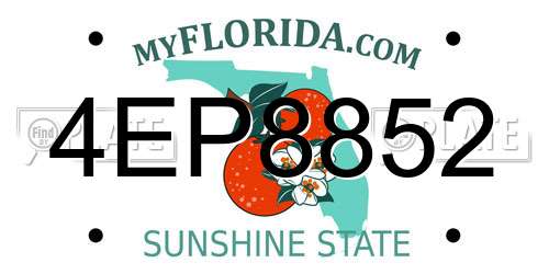 4EP8852 Florida License Plate