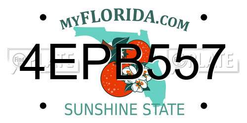4EPB557 Florida License Plate