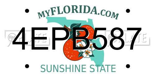 4EPB587 Florida License Plate