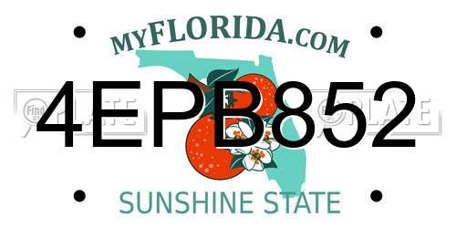 4EPB852 Florida License Plate