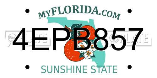 4EPB857 Florida License Plate